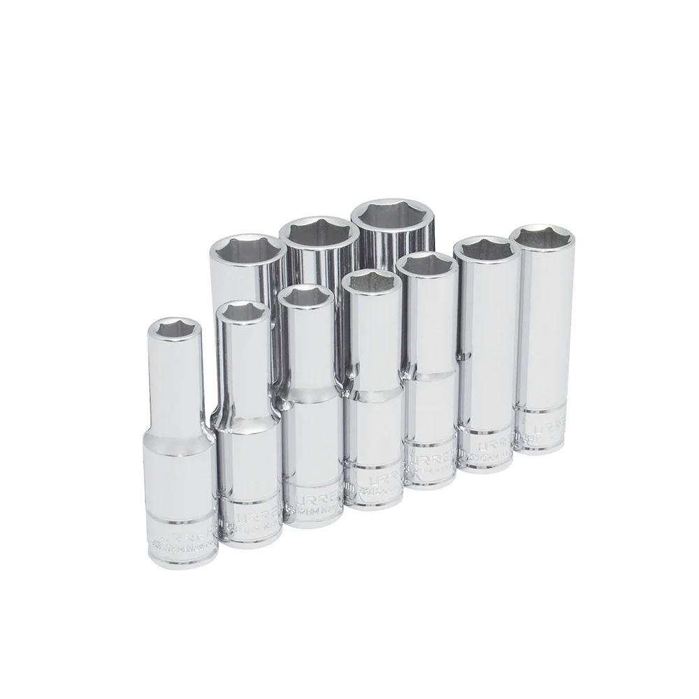Juego de dados largos cuadro de 1/2", 6 puntas, métricos, 10 piezas Urrea URREA DS