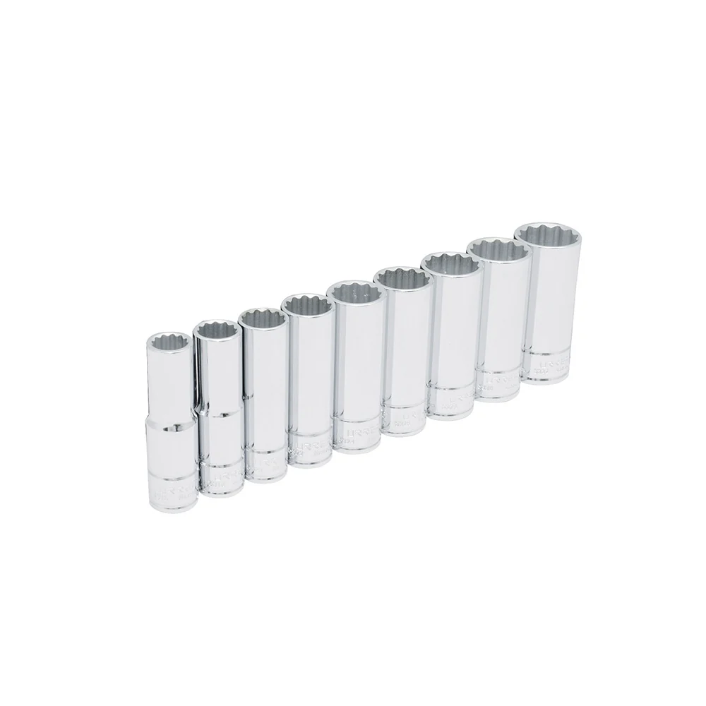Juego de dados largos cuadro de 1/2", 12 puntas, en pulgadas, 9 piezas Urrea URREA DS