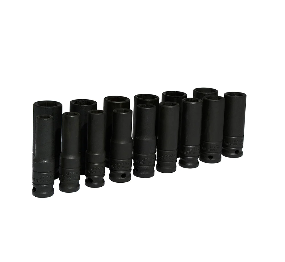 Juego de dados largos de impacto cuadro de 1/2", 6 puntas, métricos, 15 piezas Urrea URREA DS
