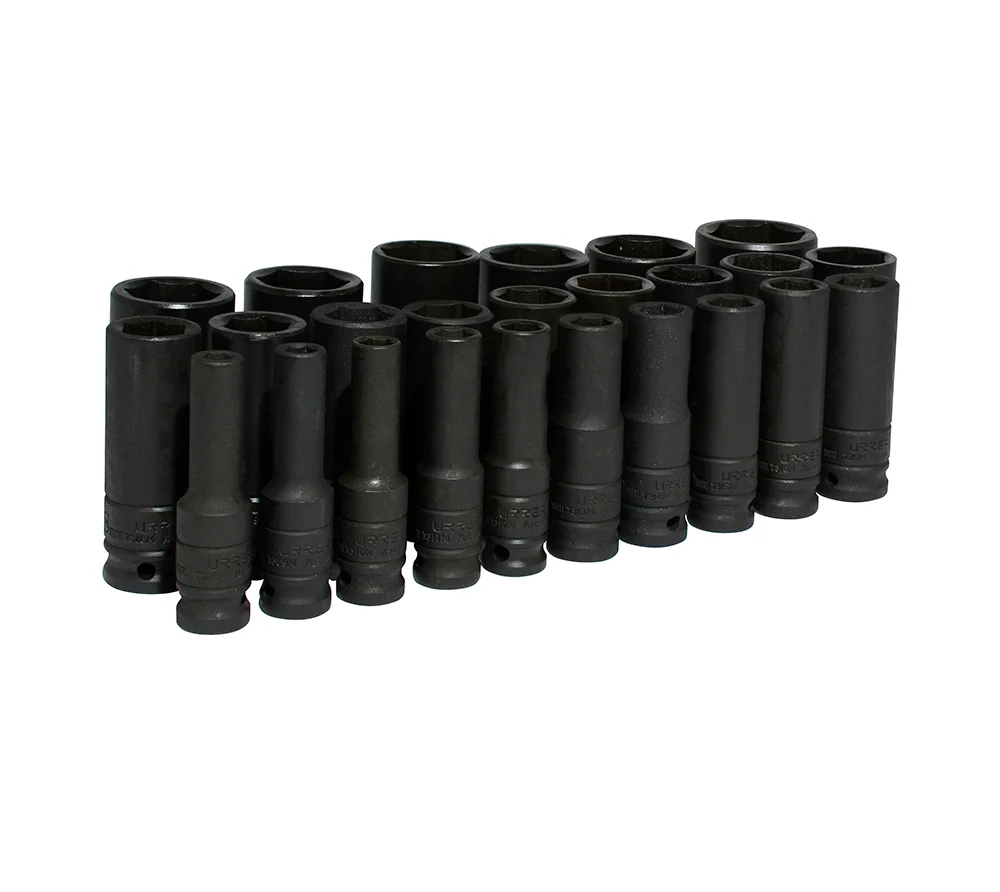 Juego de dados largos de impacto cuadro de 1/2", 6 puntas, métricos, 25 piezas Urrea URREA DS