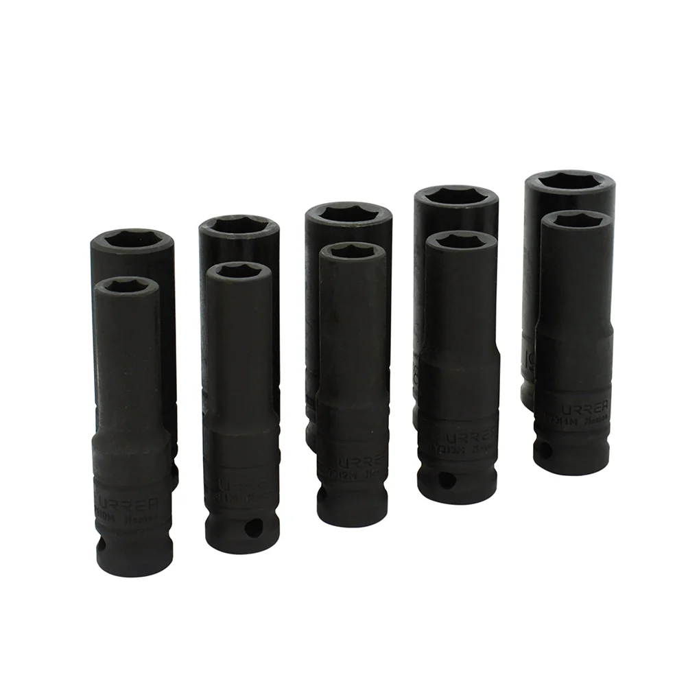 Juego de dados largos de impacto cuadro de 1/2", 6 puntas, métricos, 10 piezas Urrea URREA DS