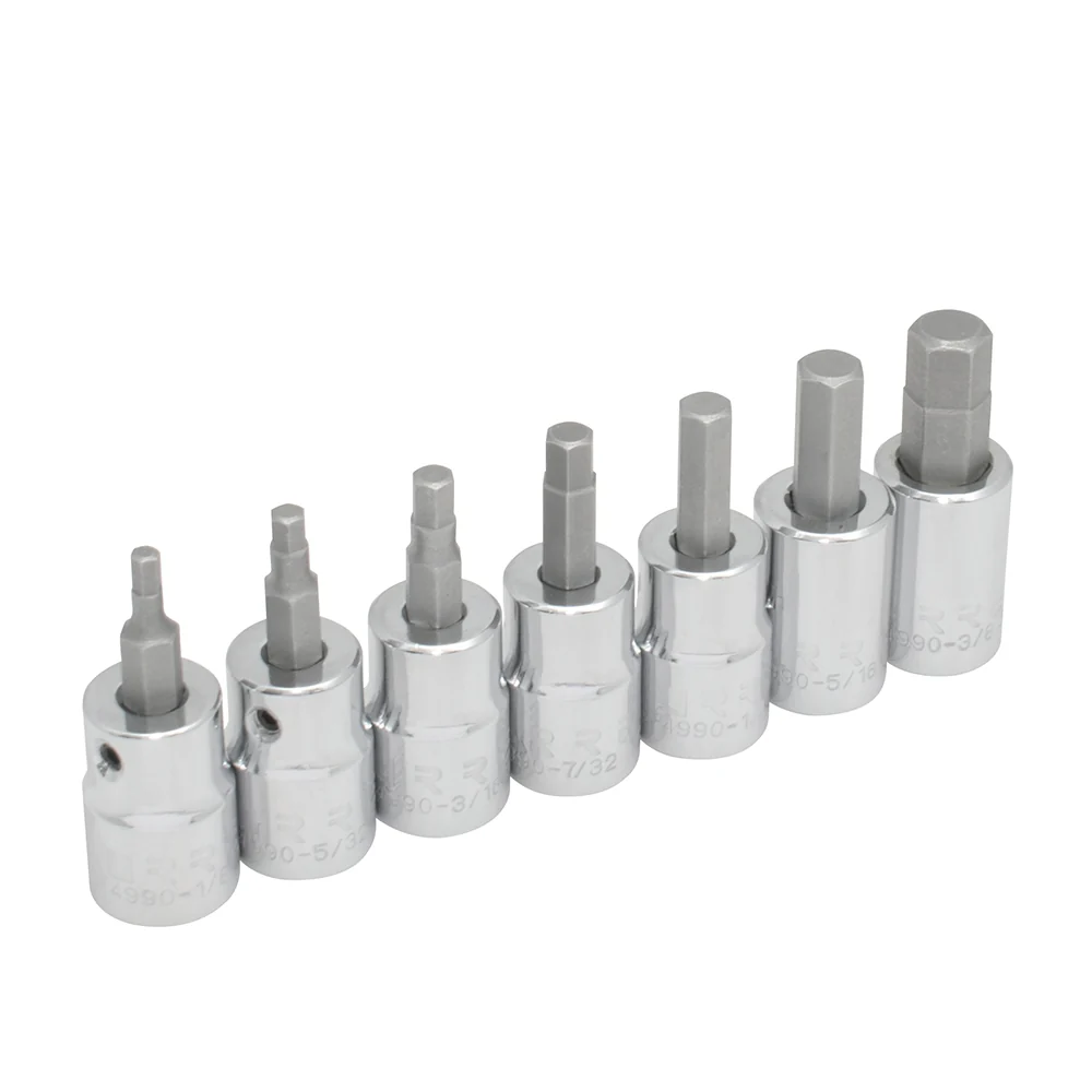 Juego de dados punta hexagonal cuadro de 3/8", en pulgadas, 7 piezas Urrea URREA DS