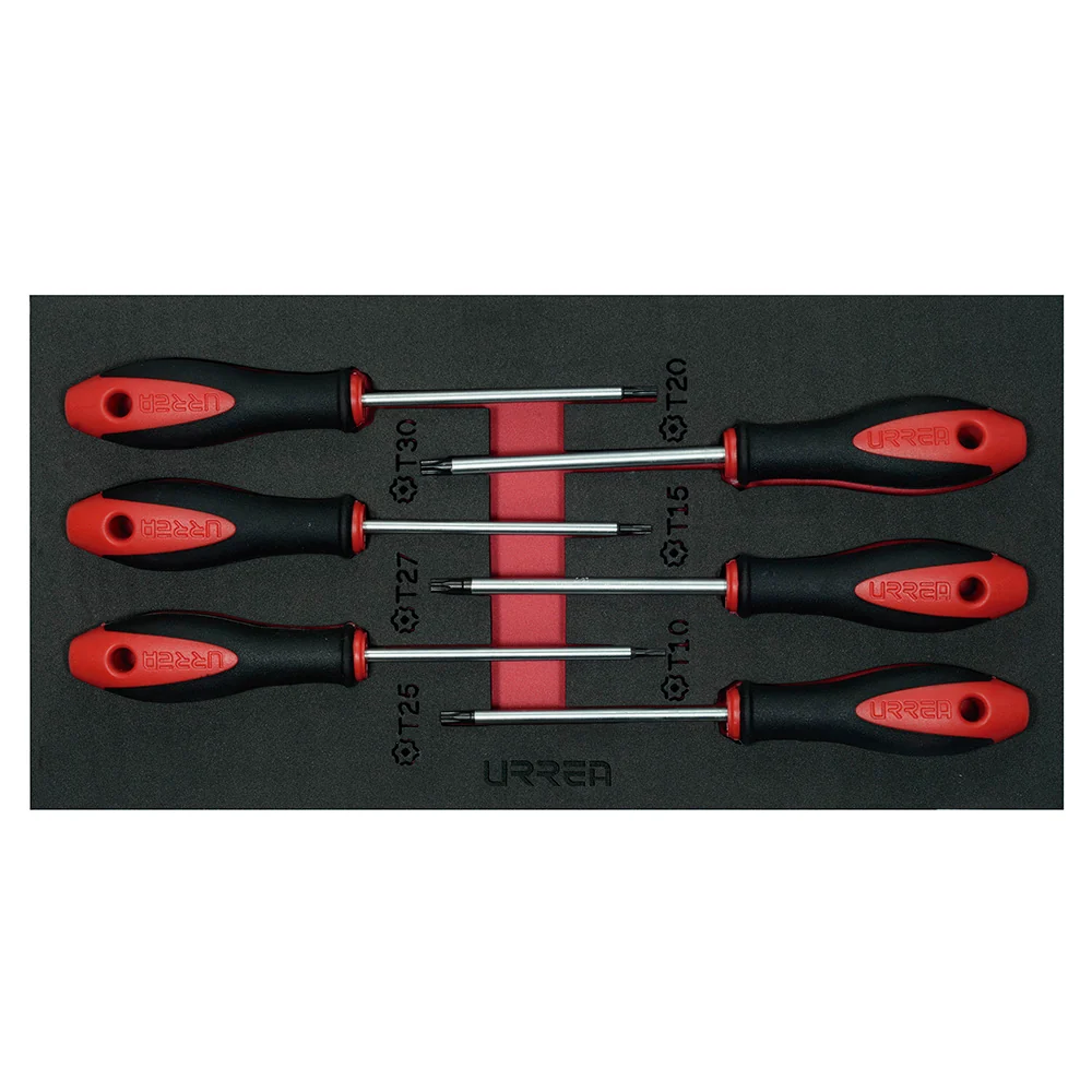 Juego de destornilladores con mango bimaterial punta Torx 6 piezas, CH129-C Urrea URREA DS