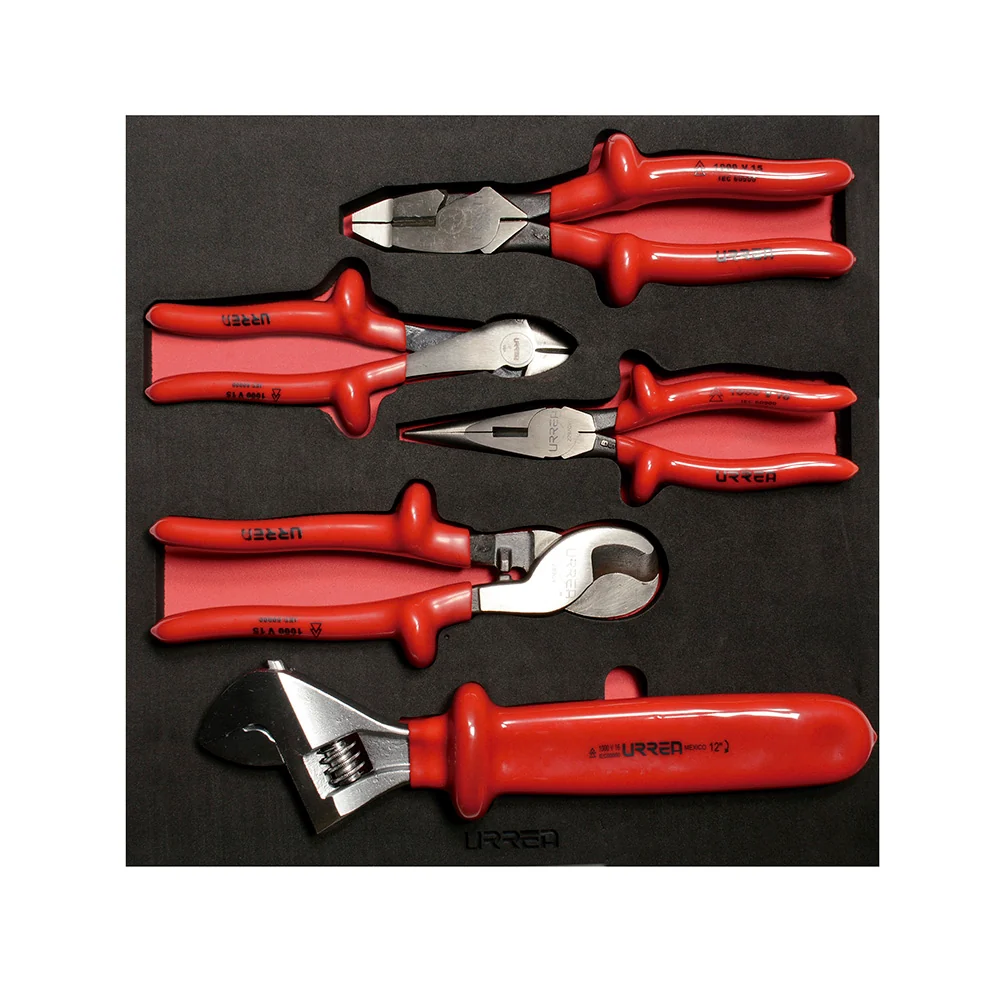 Juego de pinzas y llave ajustable 1000 V 5 piezas, charola CH220-C Urrea URREA DS