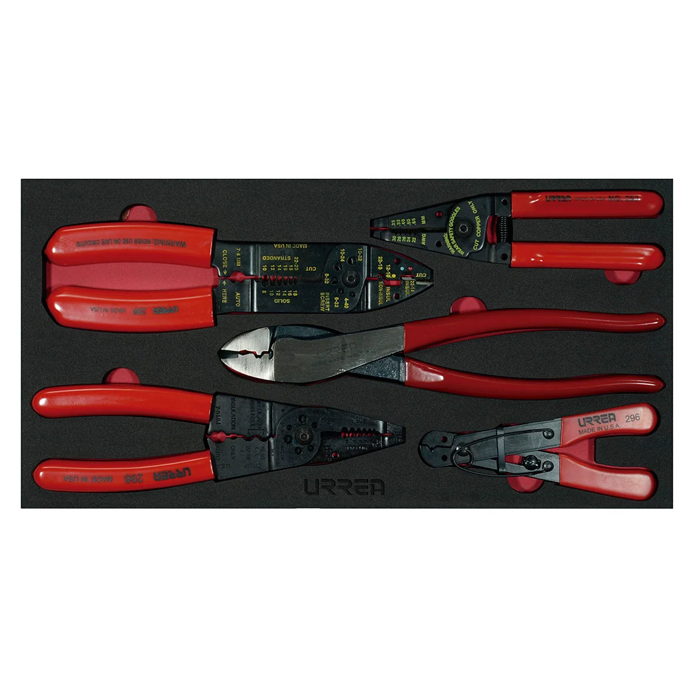 Juego de pinzas pela cable 5 piezas, charola CH130-C Urrea URREA DS