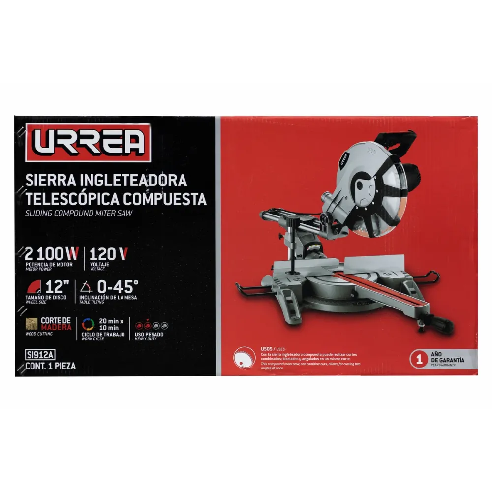 Sierra de inglete telescópica 12" 2100 W Urrea URREA DS