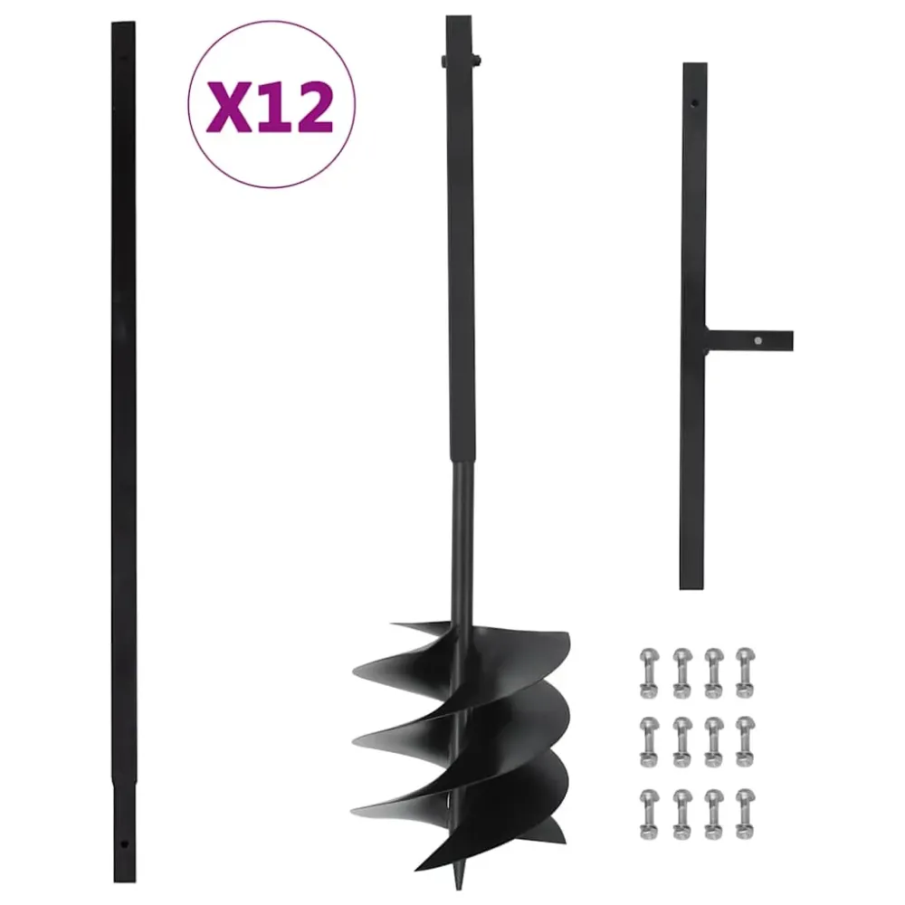 Grondboor met handvat 250 mm met verlengbuis 12 m staal vidaXL