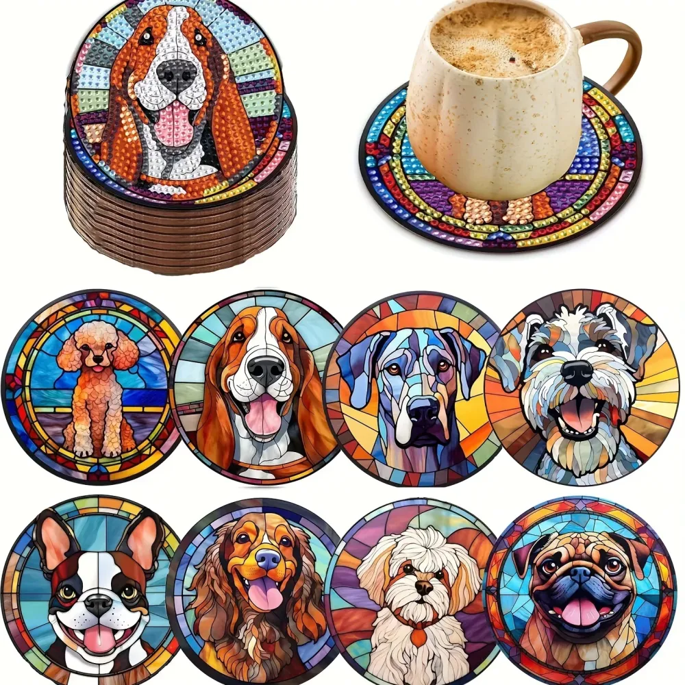 Diamond Painting Onderzetters met honden – creatieve houten set Waren Store