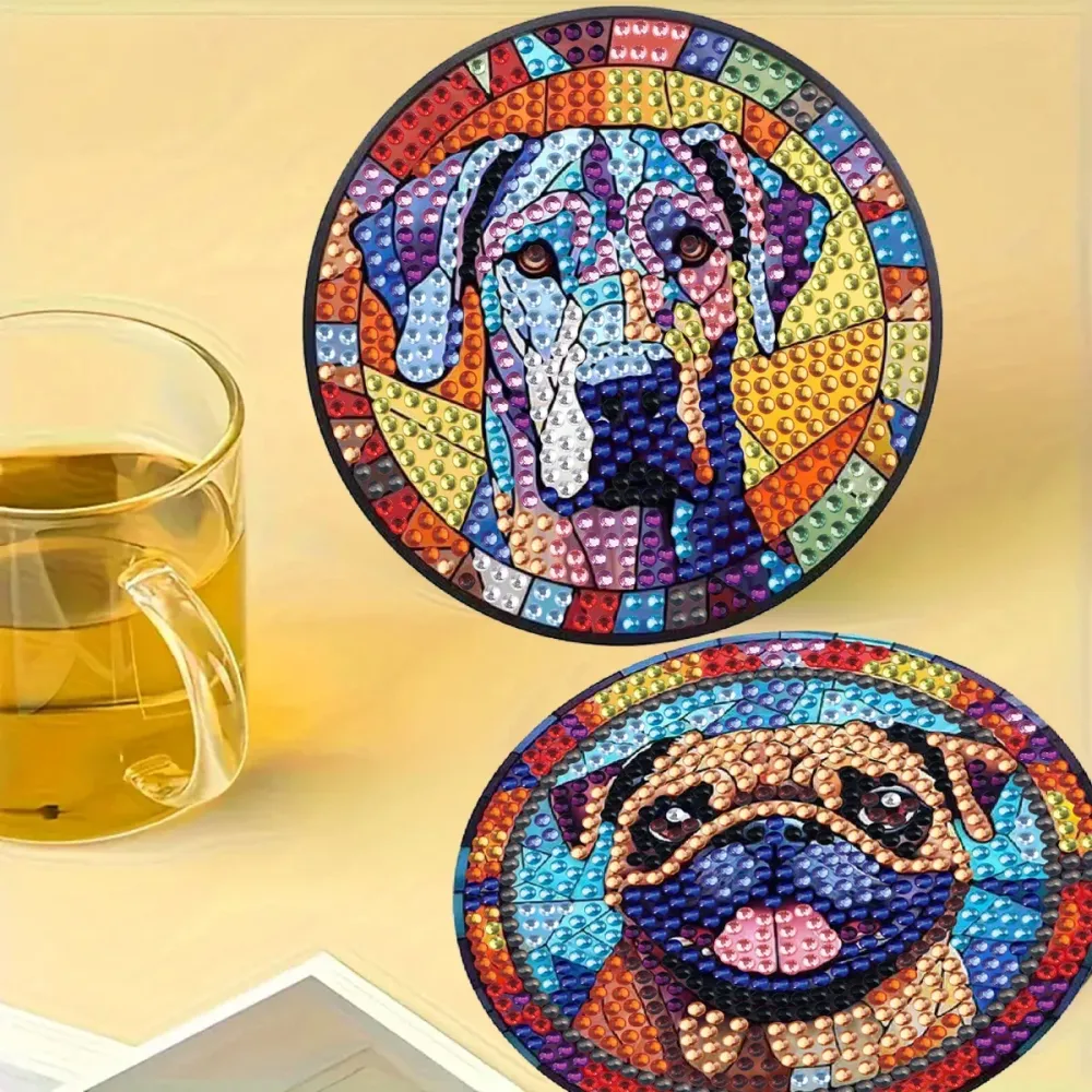 Diamond Painting Onderzetters met honden – creatieve houten set Waren Store