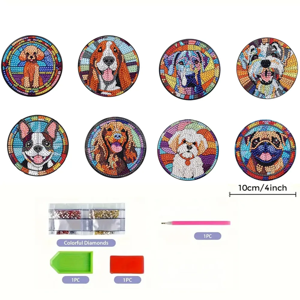 Diamond Painting Onderzetters met honden – creatieve houten set Waren Store