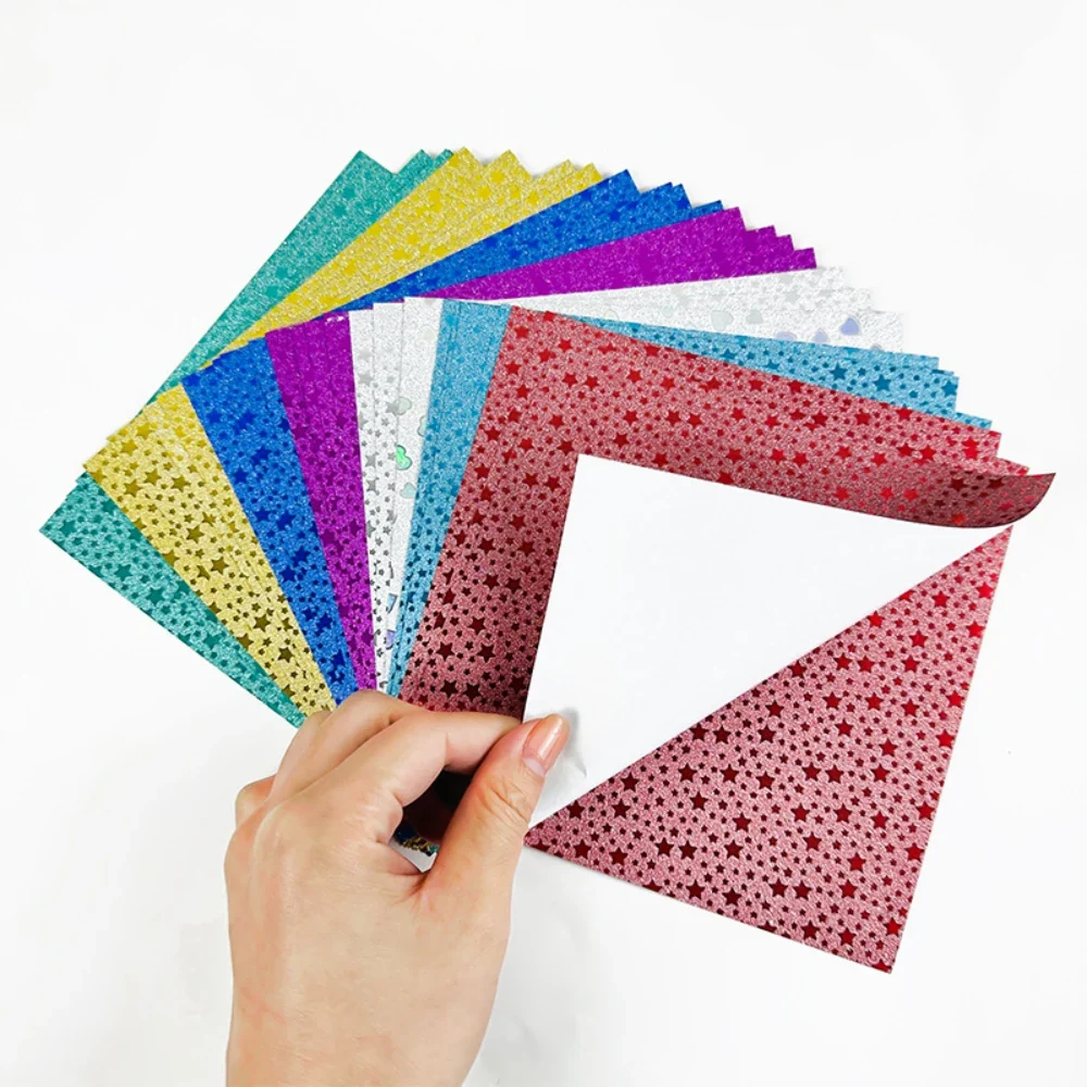 Papier voor kaarten maken en scrapbook glitter origami papier 15 x 15 cm Waren Store