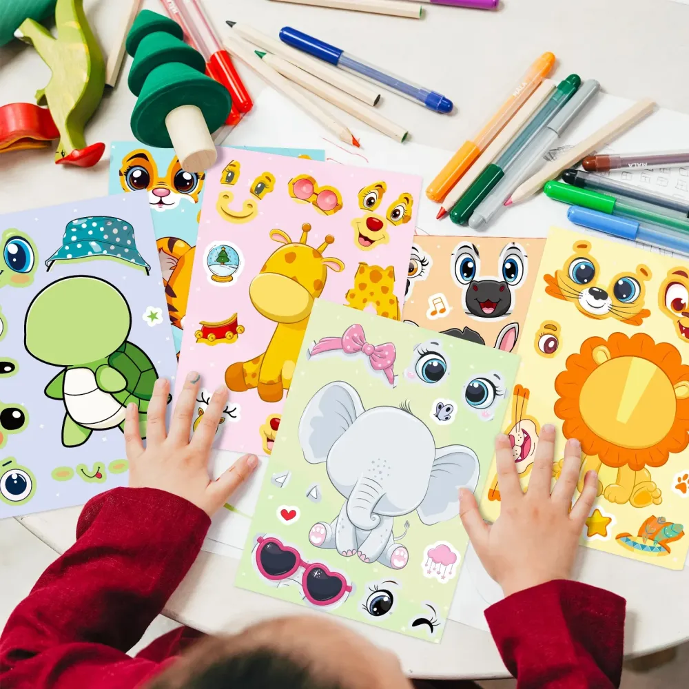 Sticker pret voor kinderen – Maak je eigen dieren gezicht stickers Waren Store