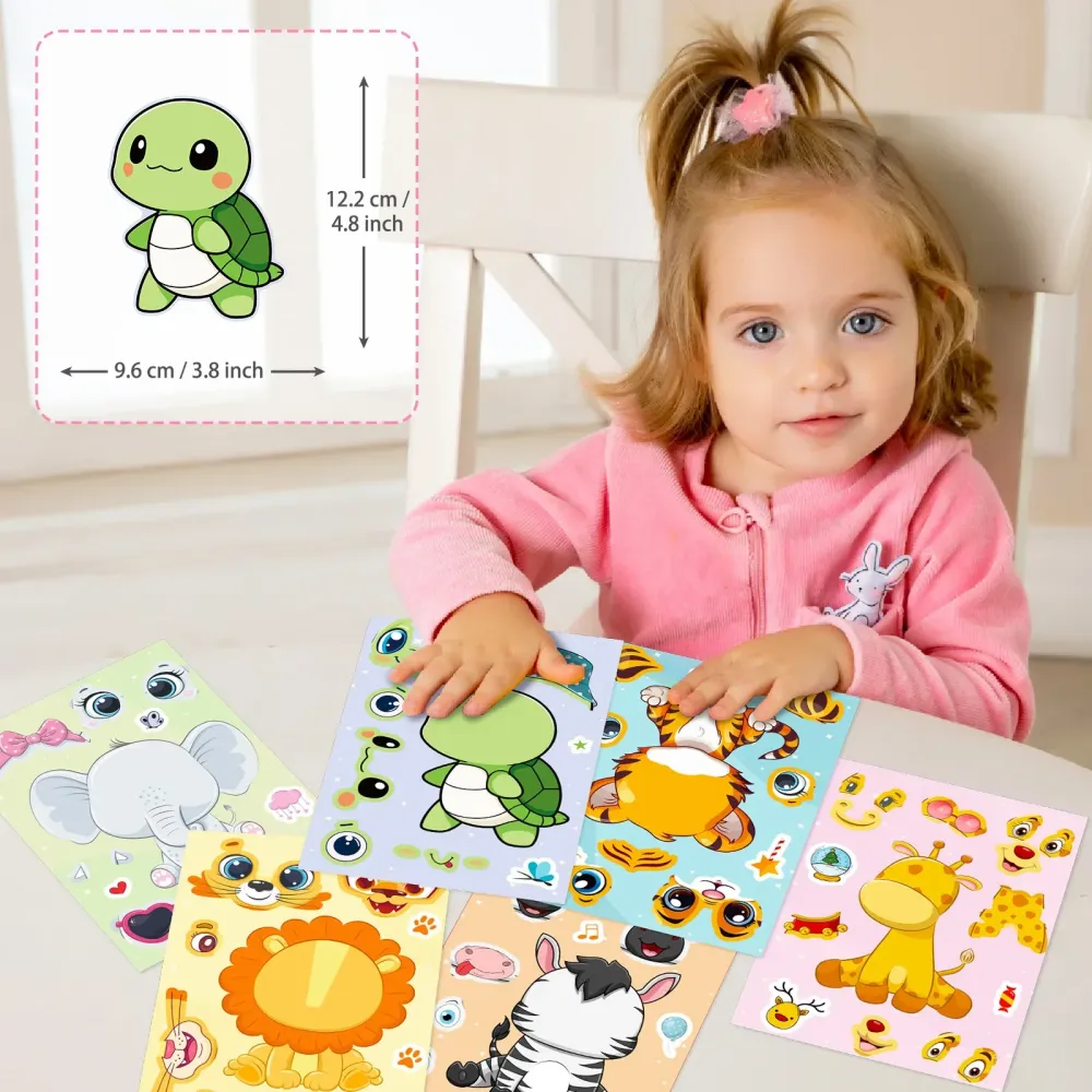 Sticker pret voor kinderen – Maak je eigen dieren gezicht stickers Waren Store