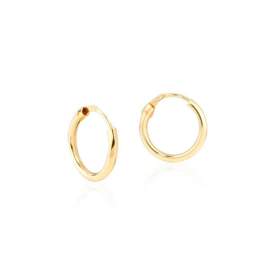 18ct Yellow Gold Hoops Earrings shine 12x1.2 mm