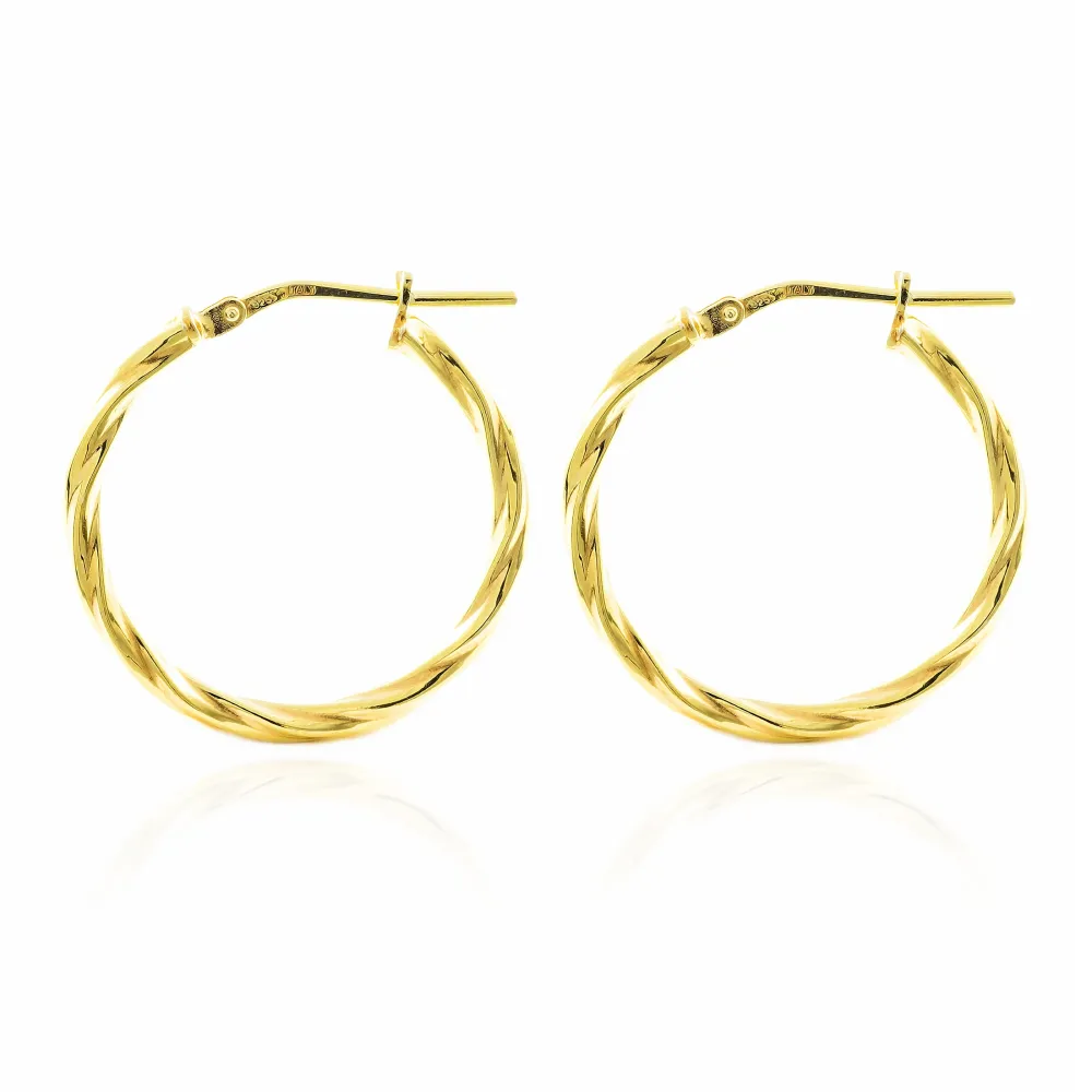 925 Sterling Kwikzilver gold-plated Twisted Hoops shine earrings 24x2 mm