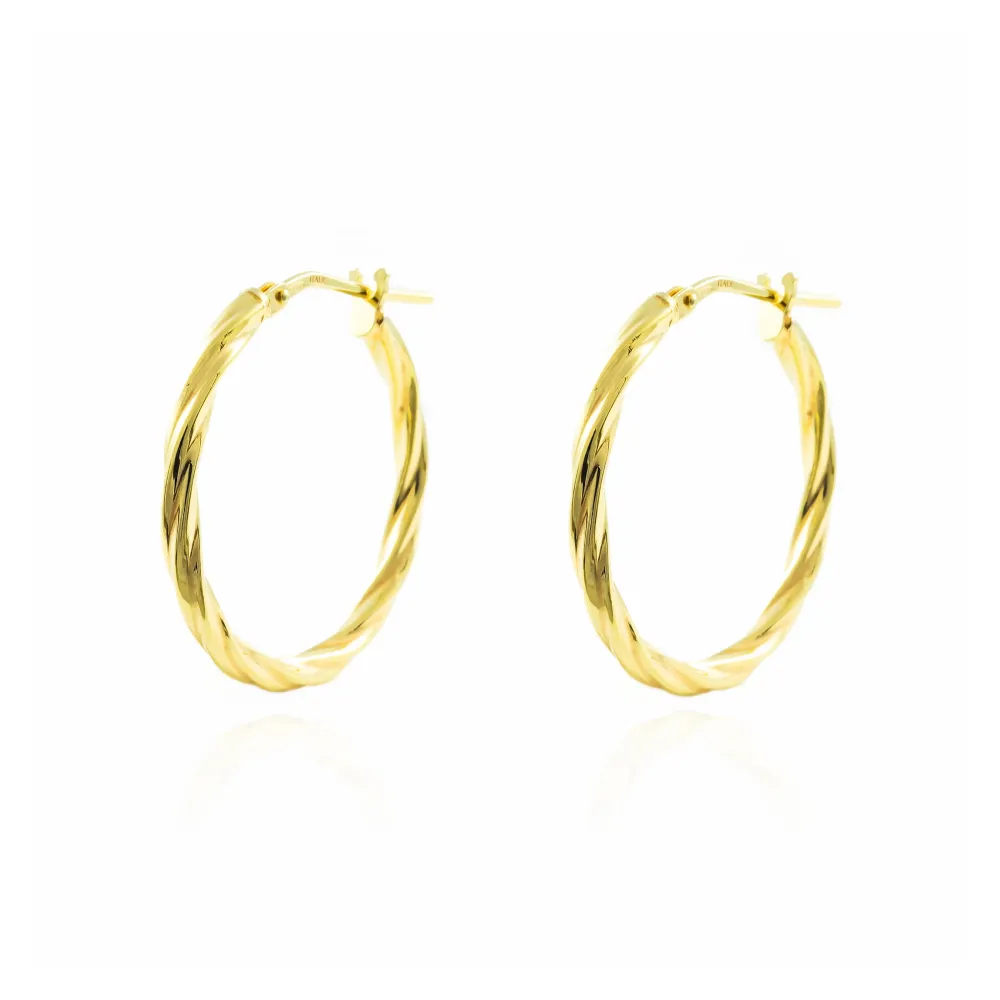 925 Sterling Kwikzilver gold-plated Twisted Hoops shine earrings 24x2 mm