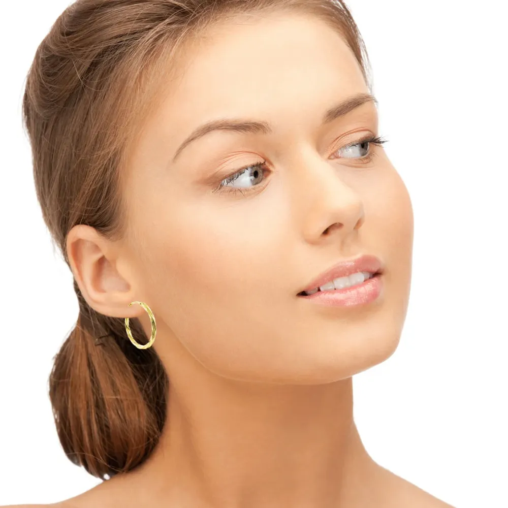 925 Sterling Kwikzilver gold-plated Twisted Hoops shine earrings 24x2 mm