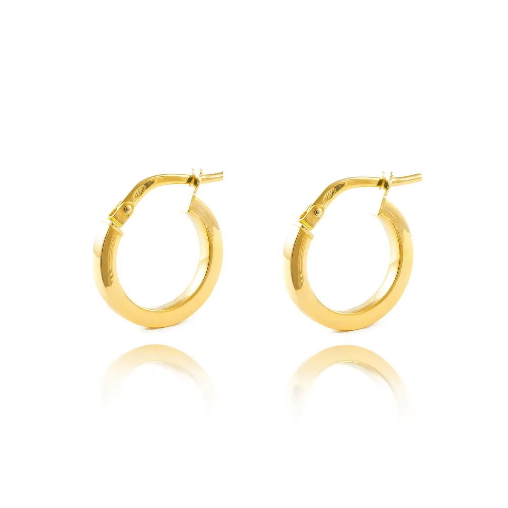 925 Sterling Platinagrijs gold-plated Square Hoops shine earrings 15x2 mm