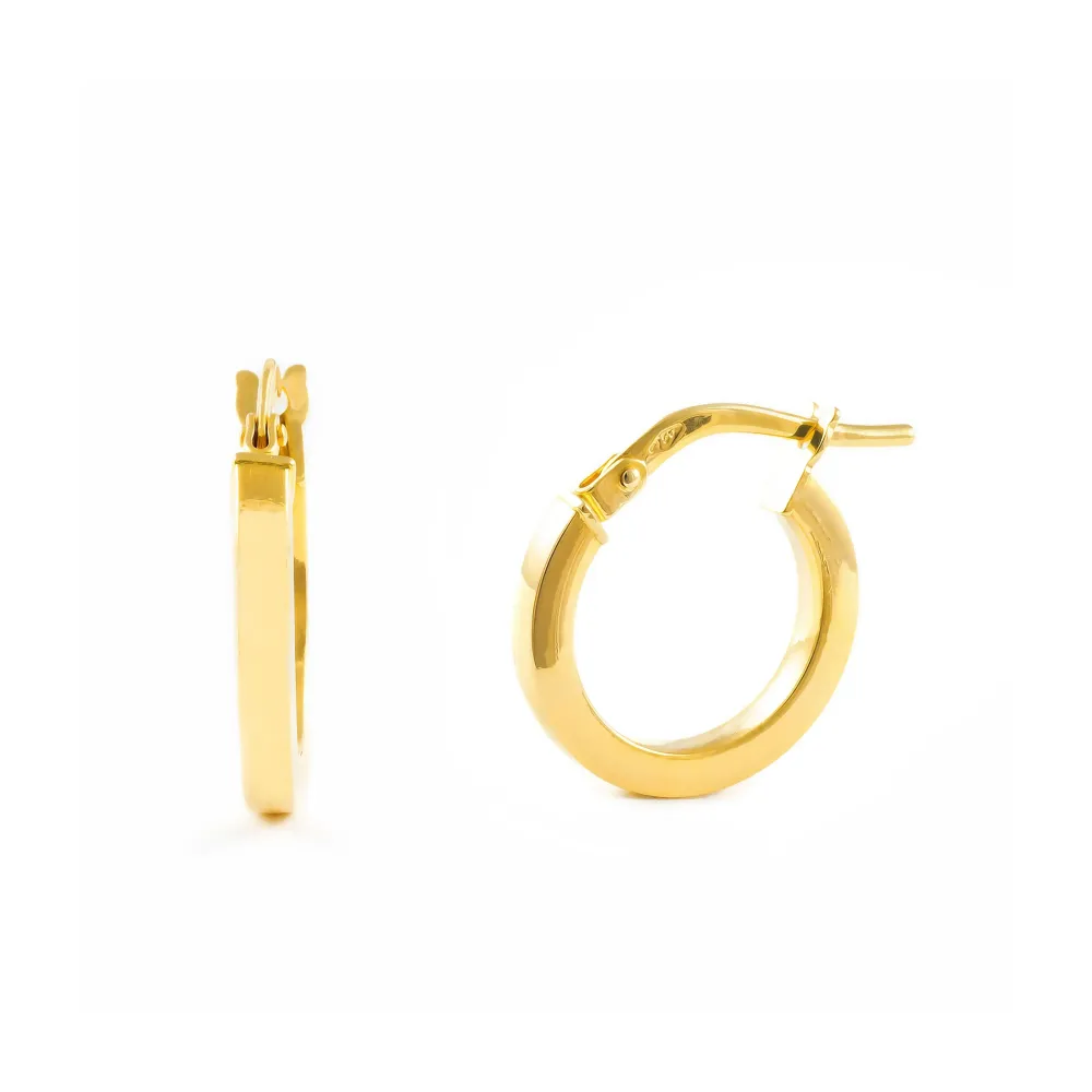 925 Sterling Platinagrijs gold-plated Square Hoops shine earrings 15x2 mm
