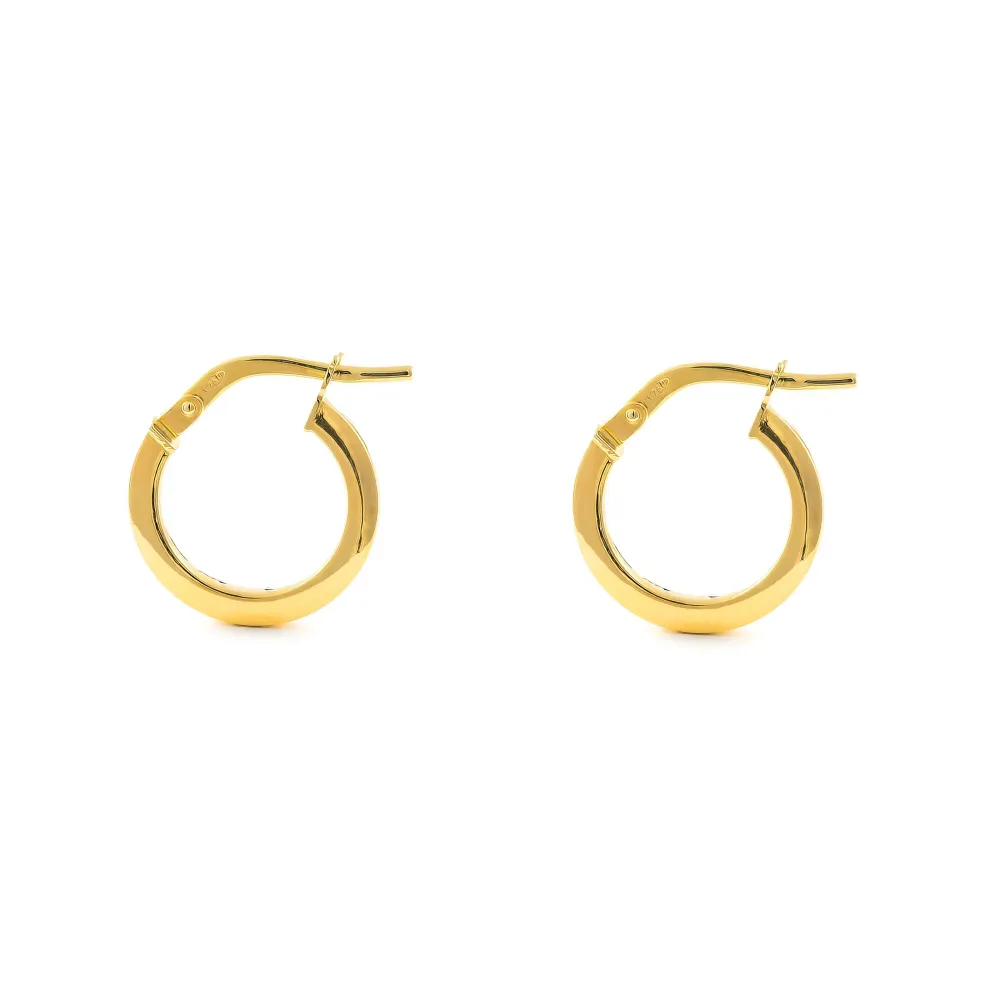 925 Sterling Platinagrijs gold-plated Square Hoops shine earrings 15x2 mm