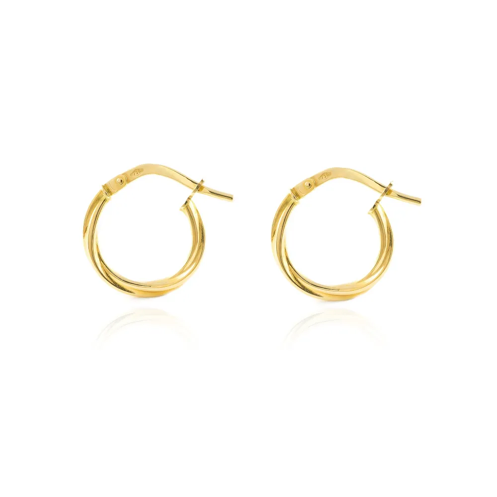 925 Sterling Platinagrijs gold-plated Twisted Hoops shine earrings 15x2 mm