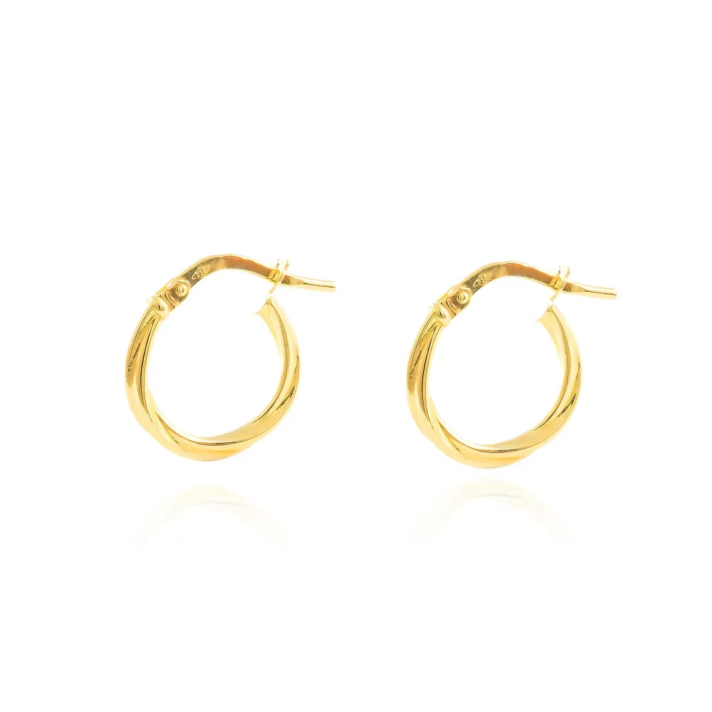 925 Sterling Staalgrijs gold-plated Twisted Hoops shine earrings 15x2 mm