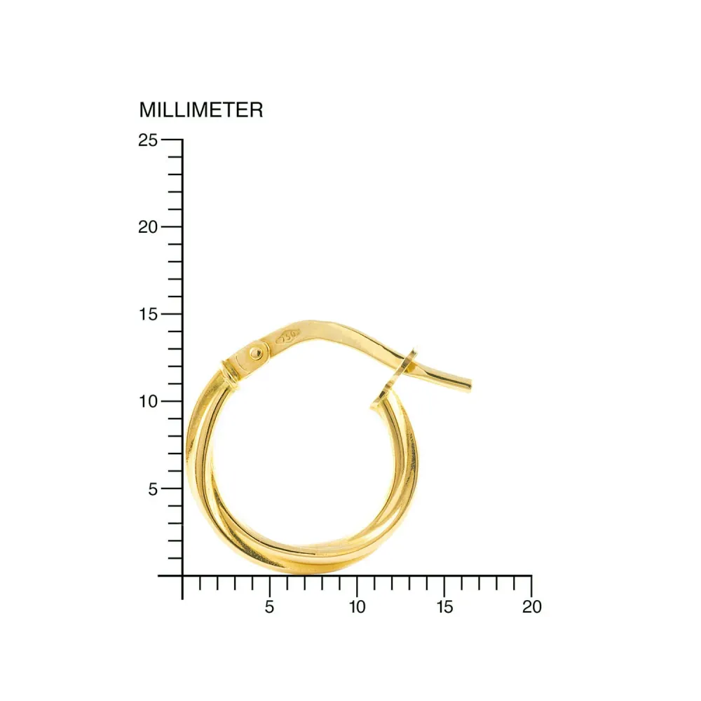 925 Sterling Staalgrijs gold-plated Twisted Hoops shine earrings 15x2 mm