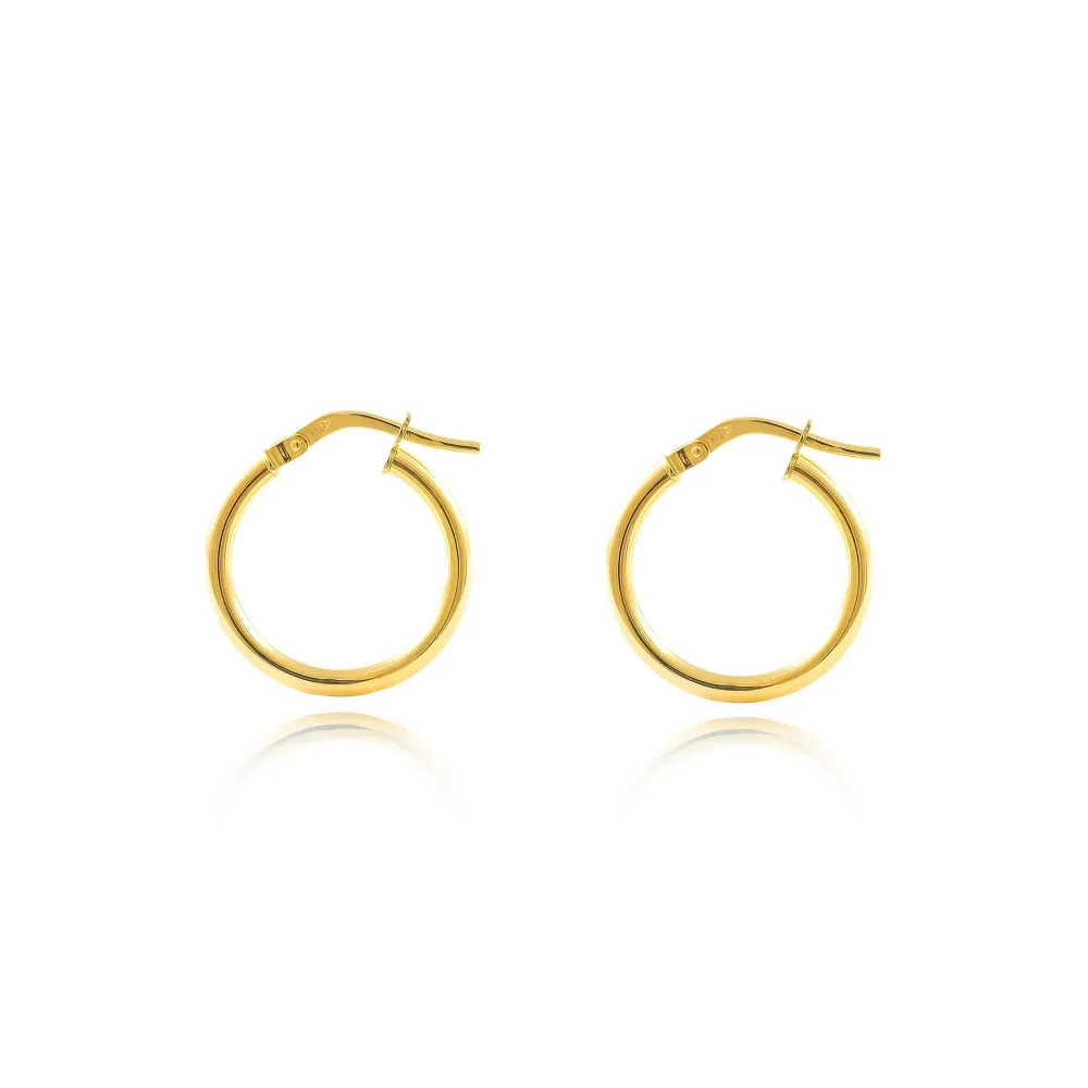 925 Sterling Zilver gold-plated Hoops shine earrings 15x2 mm