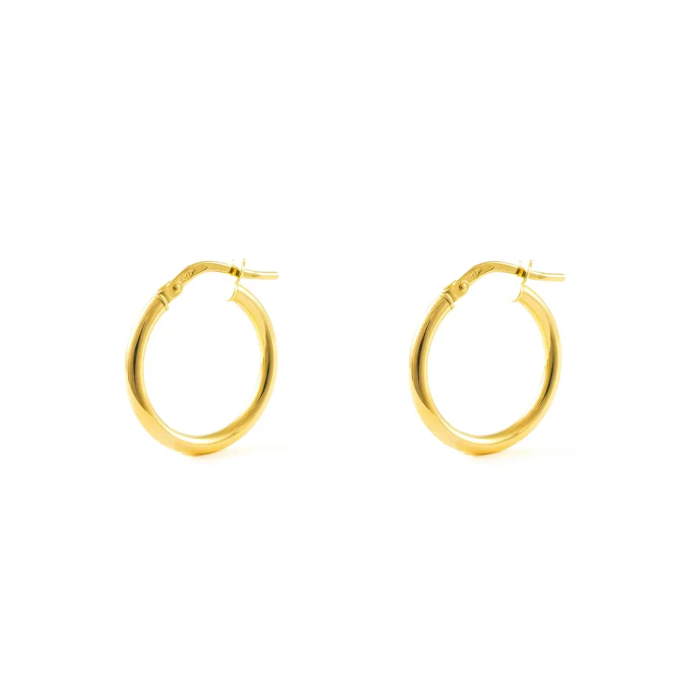 925 Sterling Zilver gold-plated Hoops shine earrings 15x2 mm