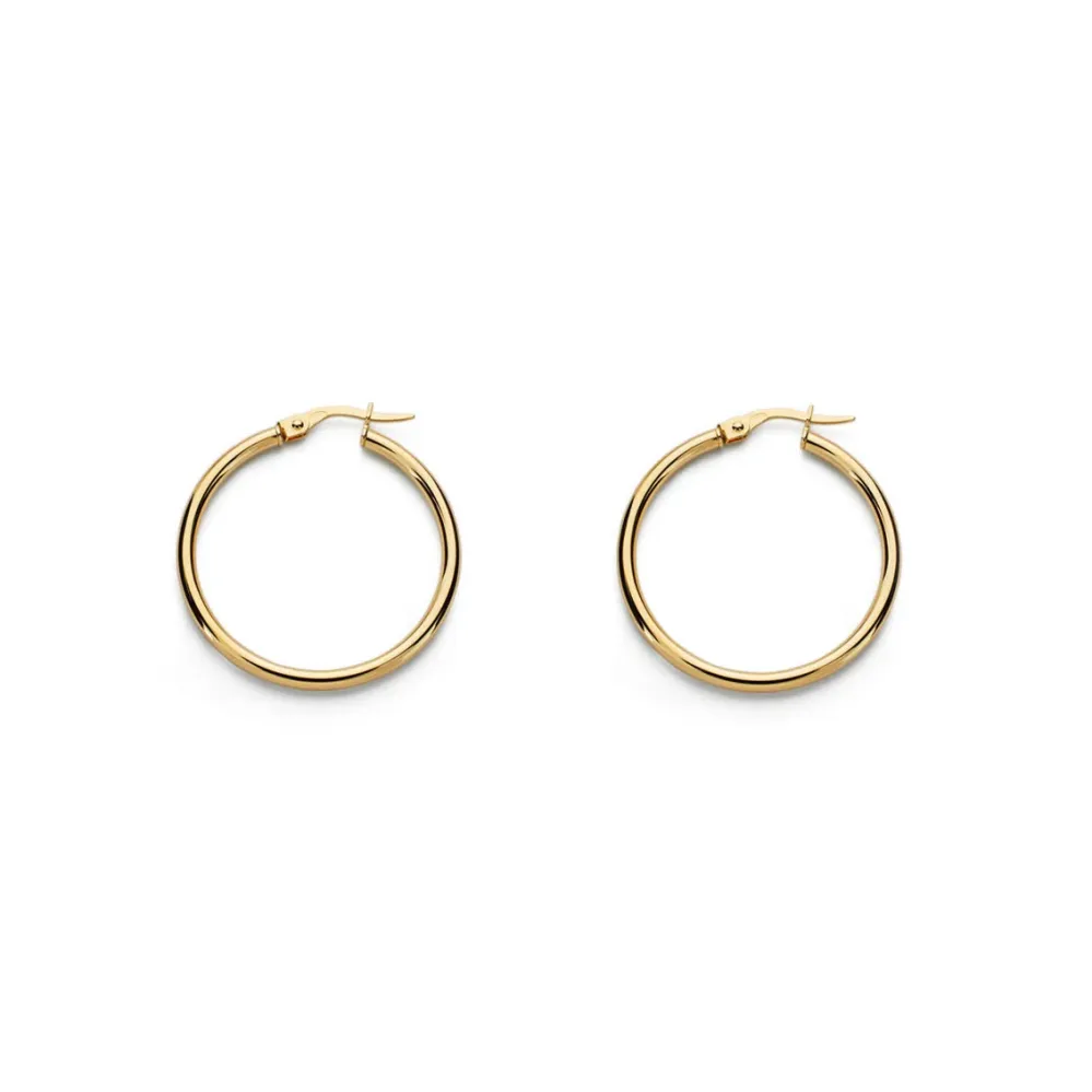 925 Sterling Zilver gold-plated Hoops shine earrings 24x2 mm