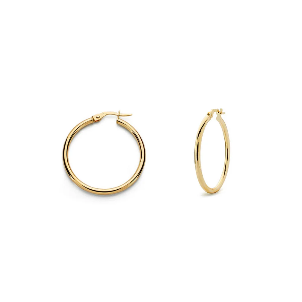 925 Sterling Zilver gold-plated Hoops shine earrings 24x2 mm