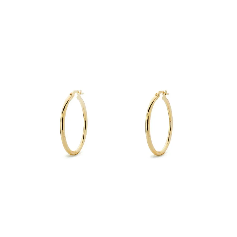 925 Sterling Zilver gold-plated Hoops shine earrings 24x2 mm