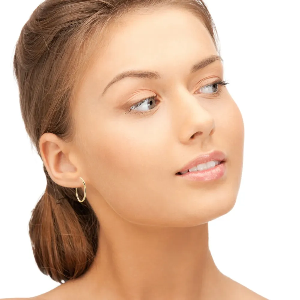 925 Sterling Zilver gold-plated Hoops shine earrings 24x2 mm
