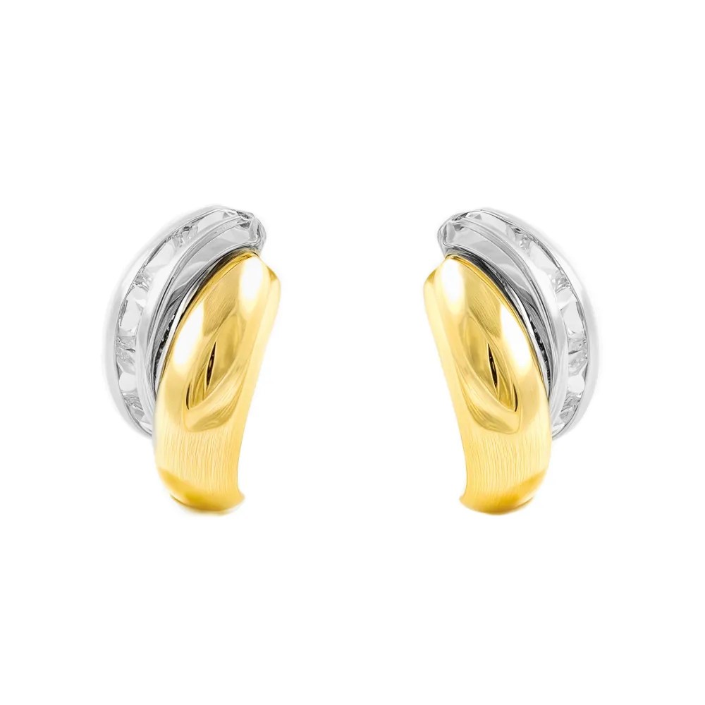 9ct Tweekleurig Gold Bands Cubic Zirconia Shine Women's Earrings