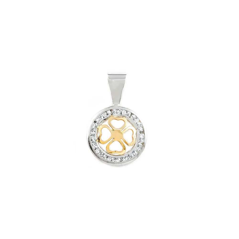 9ct two color verguld Heart Cubic Zirconia pendant shine met CE-Keurmerk
