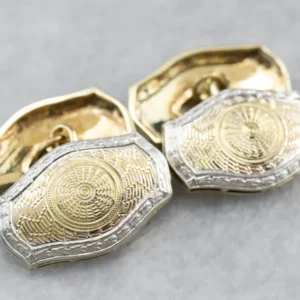 Art Deco Two Tone Goud Cufflinks - Vervaardigd volgens DIN-norm