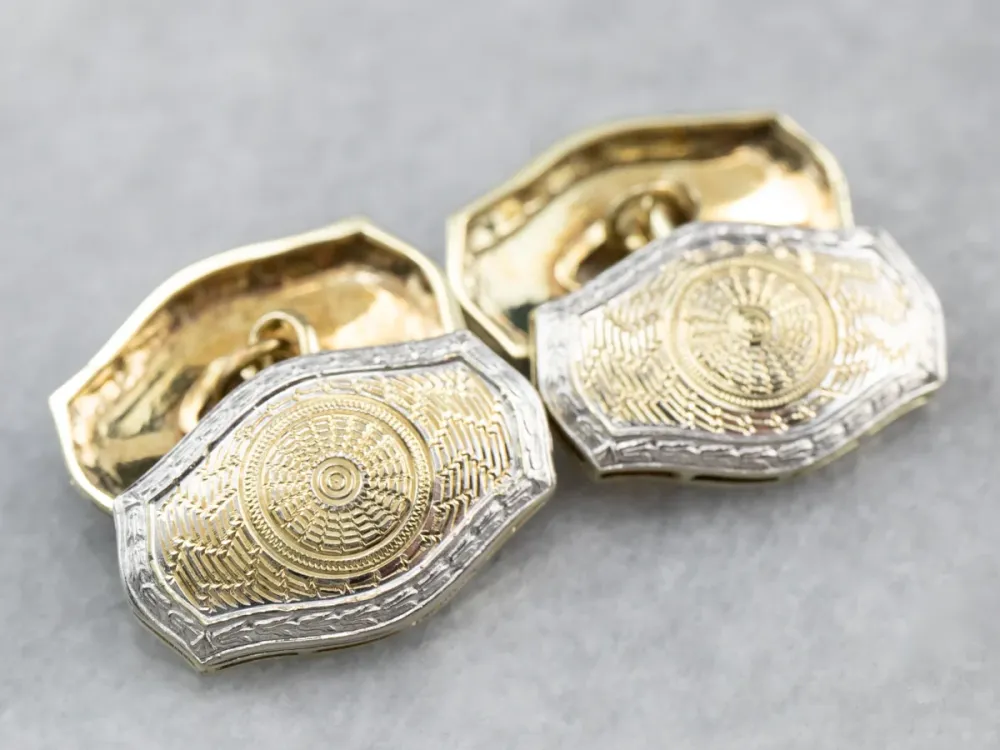 Art Deco Two Tone Goud Cufflinks - Vervaardigd volgens DIN-norm