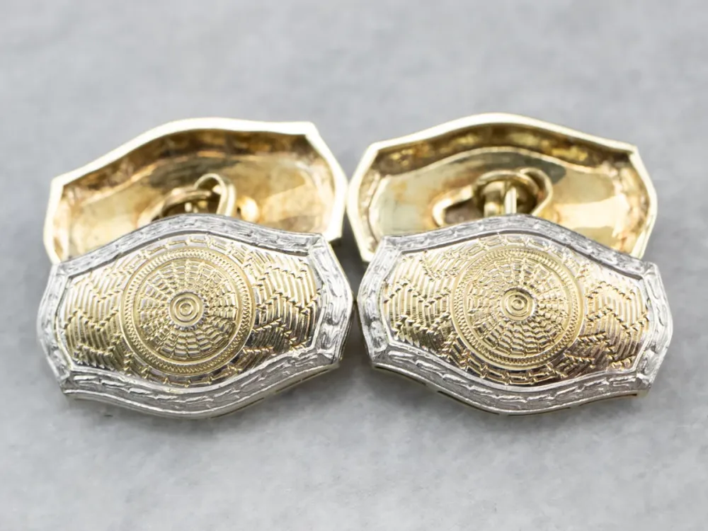 Art Deco Two Tone Goud Cufflinks - Vervaardigd volgens DIN-norm