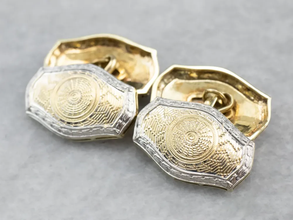 Art Deco Two Tone Goud Cufflinks - Vervaardigd volgens DIN-norm