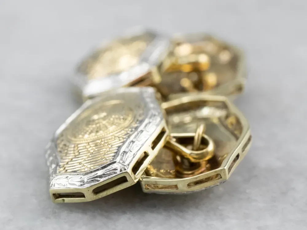 Art Deco Two Tone Goud Cufflinks - Vervaardigd volgens DIN-norm