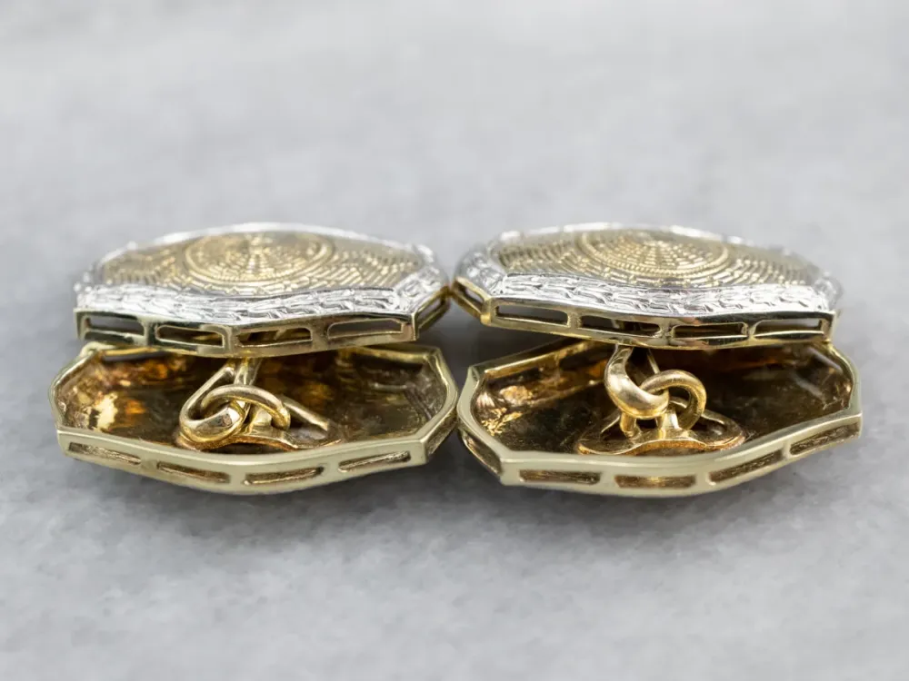 Art Deco Two Tone Goud Cufflinks - Vervaardigd volgens DIN-norm