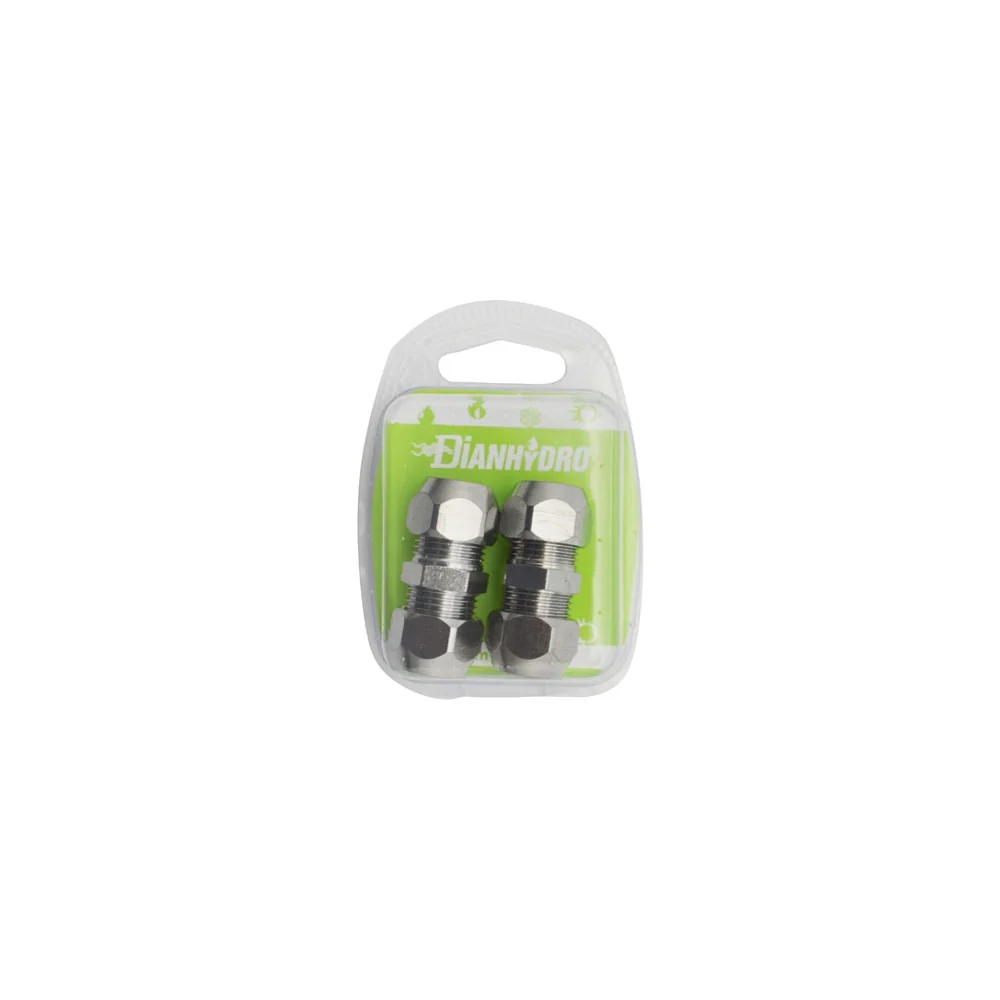 Blister No. 2 tweevoudig straight fittings chromed conical nuts 3/8x3/8 diam. 10 met CE-Keurmerk