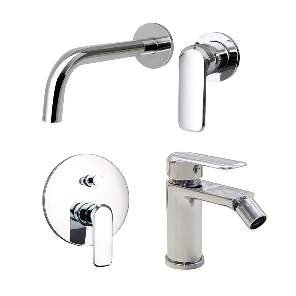 Composition built- basin mixers, bidet and 2-way shower Hopper chrome-plated messing met CE-Keurmerk