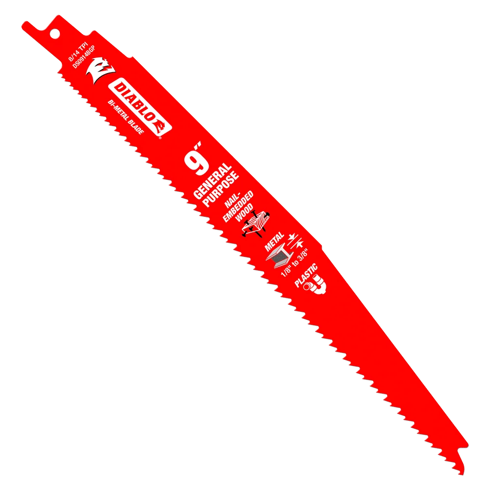 DIABLO 9" Bi-Metal Recip Blade Nail-Embedded Wood, Metal, & Plastiek (2 PACK) met CE-Keurmerk