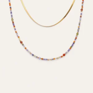 Doble Crystals Lisse Stainless Rvs Gold Necklace met CE-Keurmerk