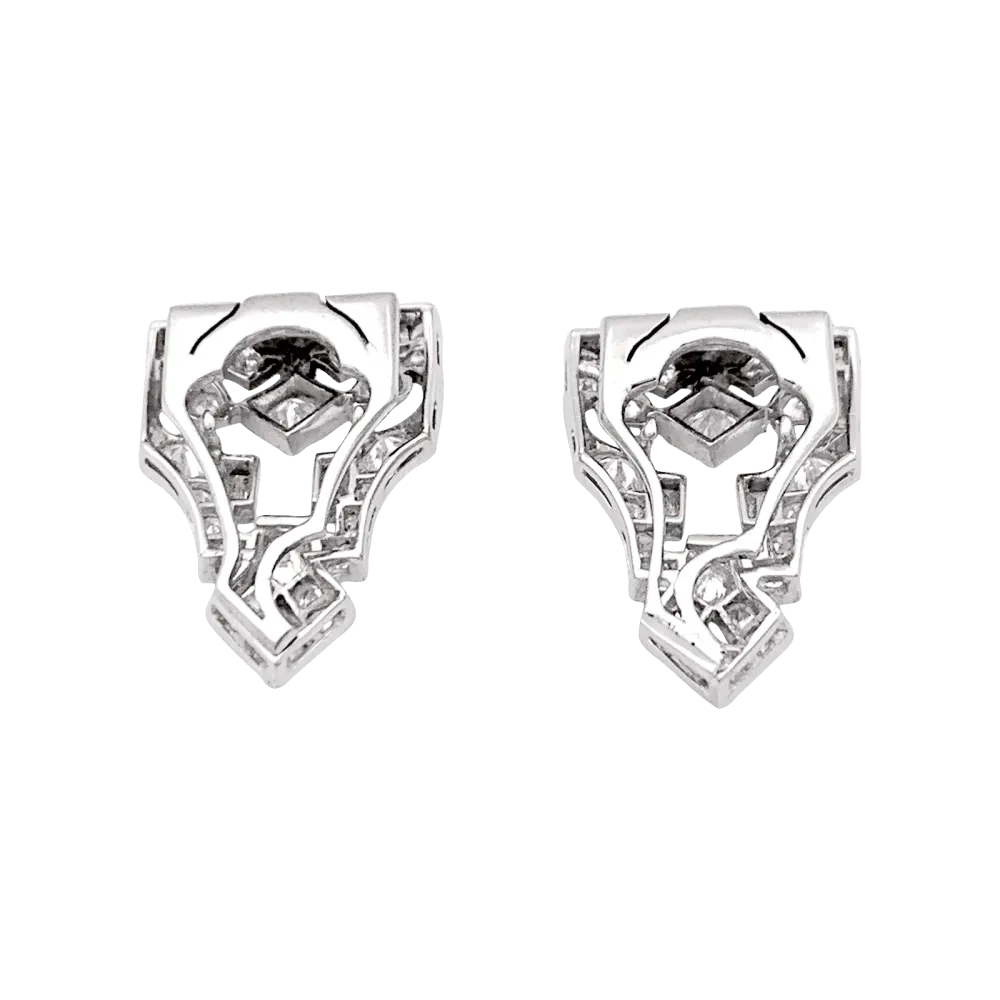 Double clip brooch Art Deco platinum and diamonds.