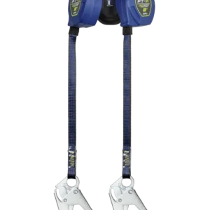 FALLTECH 8' FT-X™ EDGECORE™ Class 2 Leading Edge Personal SRL-P, Twin-Leg w/ Rvs Rebar Hooks