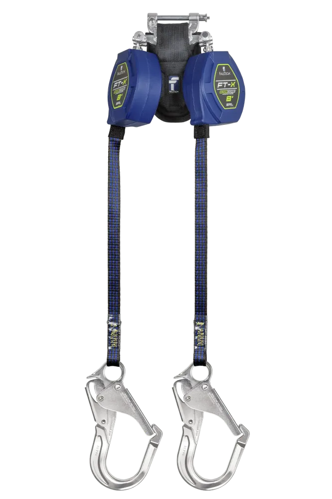 FALLTECH 8' FT-X™ EDGECORE™ Class 2 Leading Edge Personal SRL-P, Twin-Leg w/ Lichtmetaal Rebar Hooks