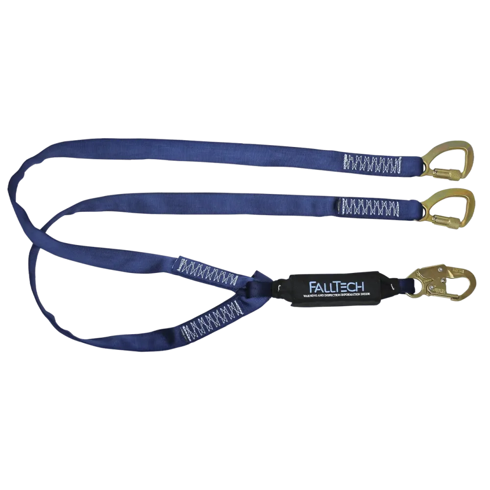 FALLTECH 6' WRAPTECH® Energy Absorbing Lanyard, Double-Leg w/ Staal 5K Tie-Back Carabiners