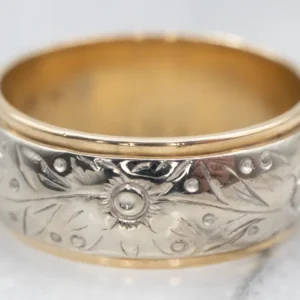 Gecertificeerd Retro Two Tone Gold Floral Band